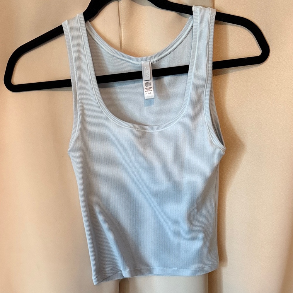 Skims Light Blue Ribbed Tank Top